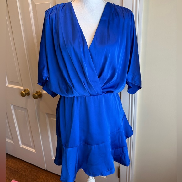 Vibrant Blue Wrap Dress - Picture 1 of 4